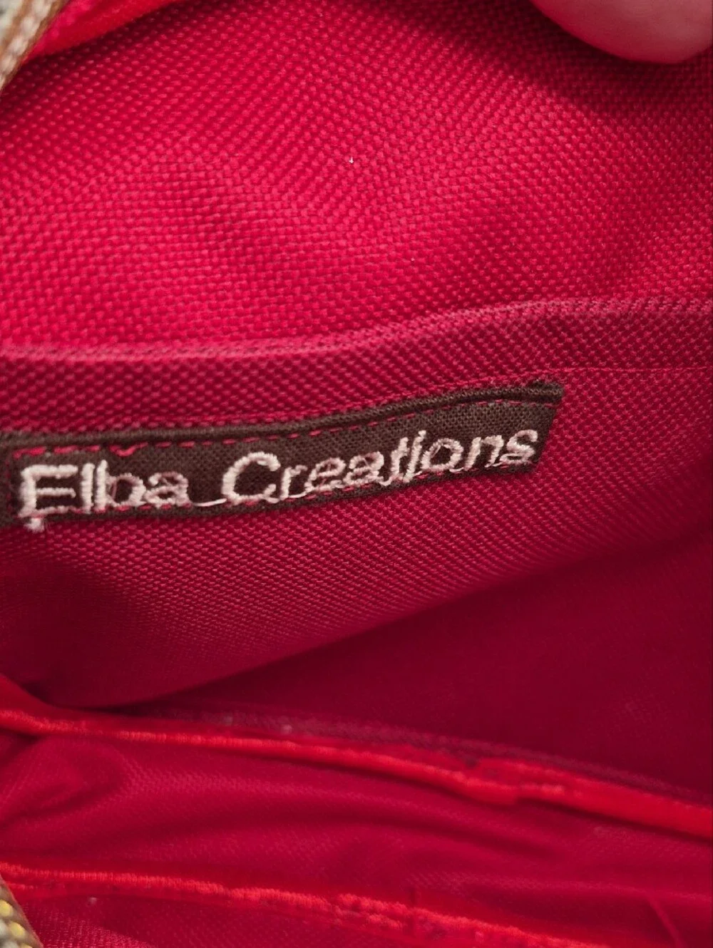 Elba Creations Floral Cork Crossbody Bag Burgundy Ostrich Vegan Leather
